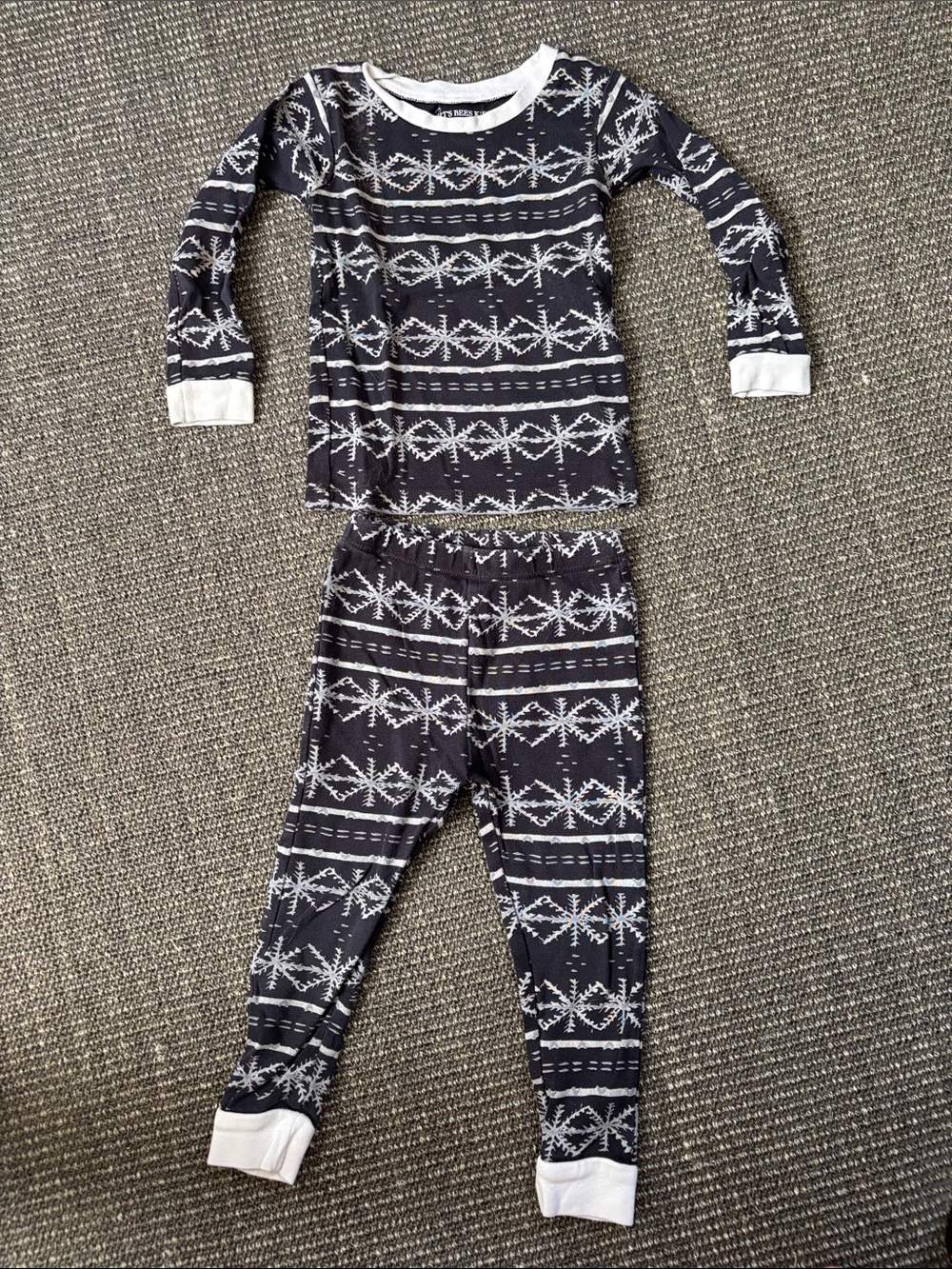 Kids Black and White Snowflake Pajama Set